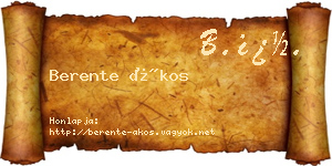 Berente Ákos névjegykártya